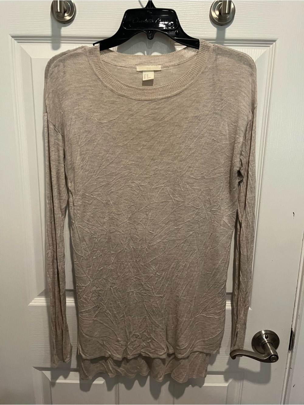 H&M Beige Crewneck Lightweight Sheer Sweater
